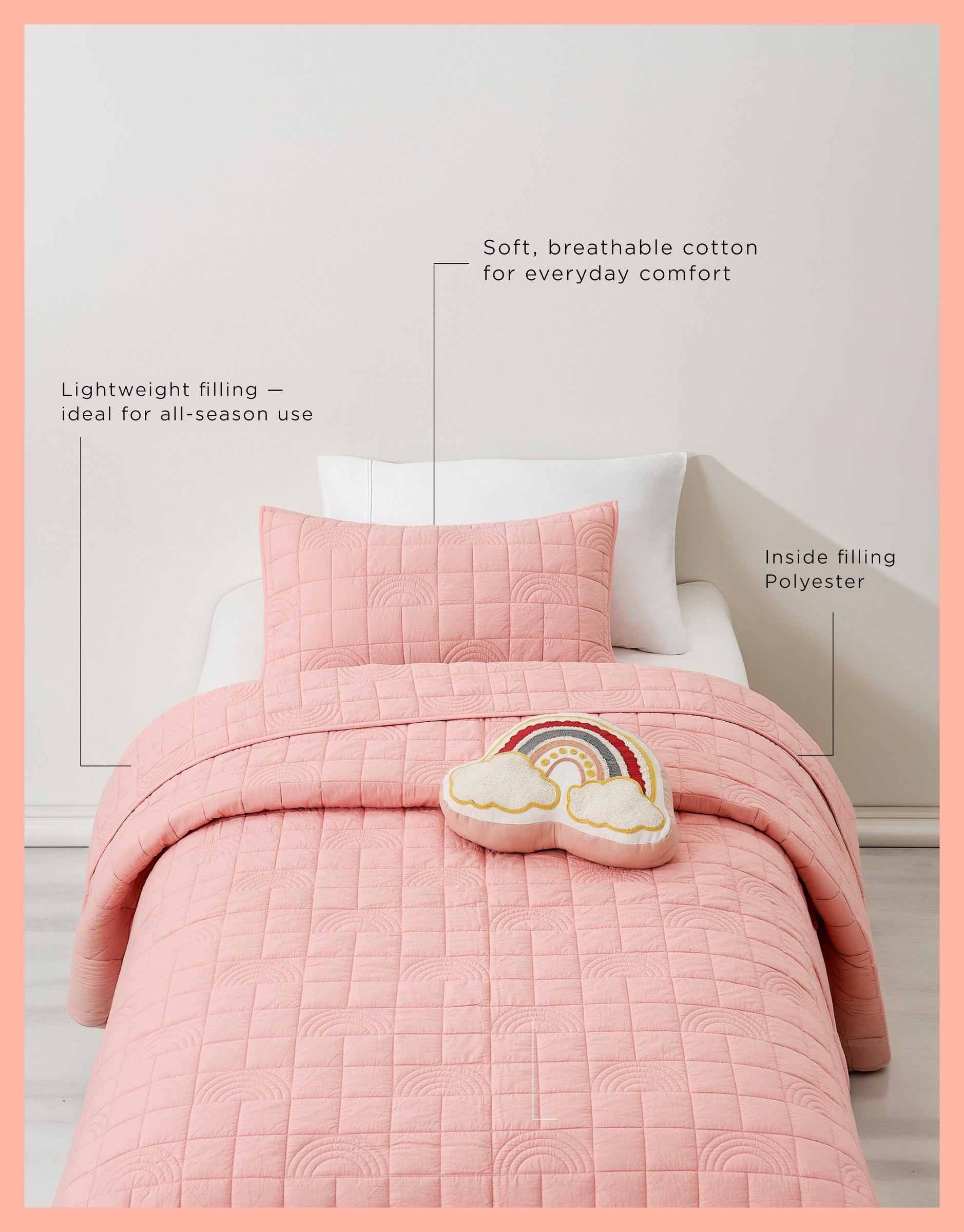 Pink Rainbow kids AC quilt
